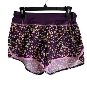 REEBOK Purple Abstract Design Ladies Athletic‎ Running Gym Shorts, M